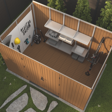 NewTechWood berging Cella met dubbele deur, 344 x 210 cm, Teak