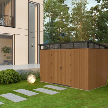 NewTechWood berging Cella met dubbele deur, 344 x 210 cm, Teak