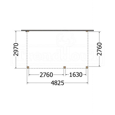 Aanbouwveranda Modena 4850x3000x2700mm (bxdxh) rechts