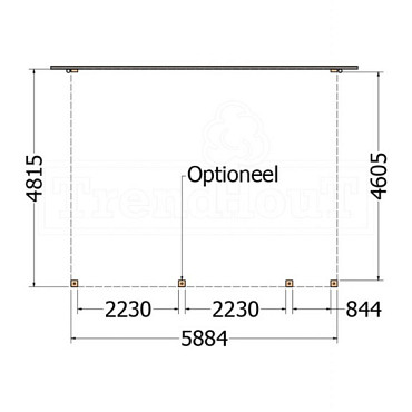 Aanbouwveranda Modena 5900x4850x2700mm (bxdxh) rechts