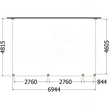 Aanbouwveranda Modena 6950x4850x2700mm (bxdxh) rechts