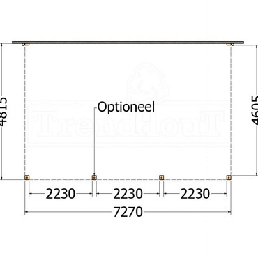 Aanbouwveranda Modena 7300x4850x2700mm (bxdxh) rechts
