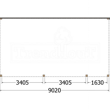 Aanbouwveranda Modena 9050x4850x2700mm (bxdxh) rechts