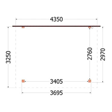 Aanbouwveranda Lucca 4350x3250x2600mm (bxdxh)