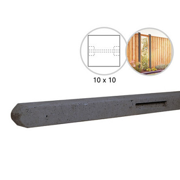 Betonpaal stampbeton 10x10x180cm antraciet tussenpaal tbv scherm 90cm hoog