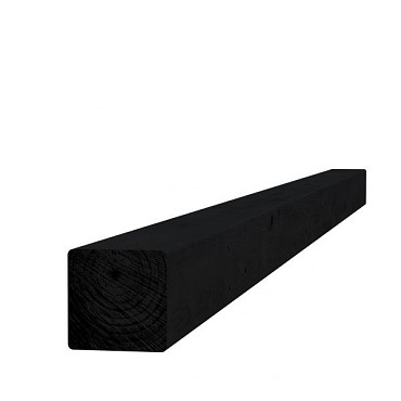 Grenen geschaafde Paal 8,8x8,8x270cm zonder diamantkop geïmpregneerd en zwart gedompeld