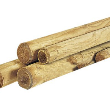 Ronde Paal cilindrisch gefreesd 1 zijde gepunt 1 zijde gekroond Ø 6x200cm