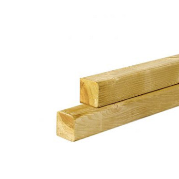 Midden-Europees vuren geschaafde paal 12 x 12 x 400 cm, groen geïmpregneerd.