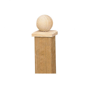 Paalornament bol op plaat 8x8cm hout