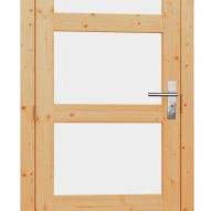 Vuren Enkele 4-ruits glasdeur inclusief kozijn linksdraaiend 90x201cm onbehandeld