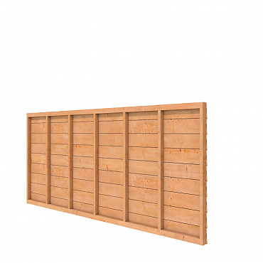 Douglas wandpakket t.b.v. enkelzijdige wand kapschuur Comfort 371x162 cm, kleurloos geïmpregneerd.
