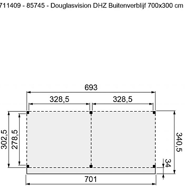 Douglasvision DHZ Buitenverblijf 700x300cm kleurloos geïmpregneerd