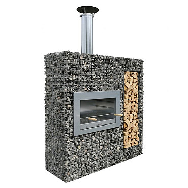 Steenkorf m50 - Classic Tuinhaard BBQ met houtopslag 180x180x50cm
