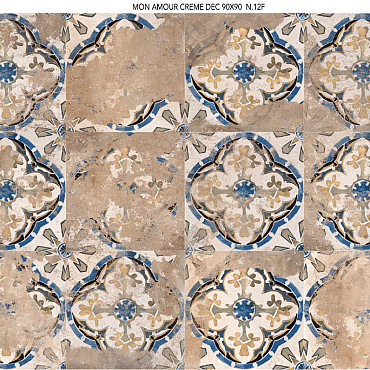 Keramische tegel Mon Amour 90x90x2cm - decor Creme