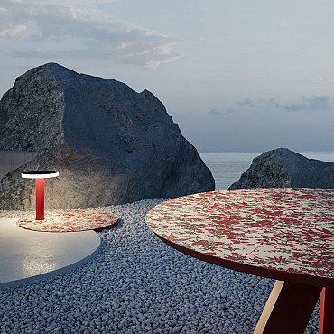 Keramische staptegel rond model A Ø 122cmx2cm Doily Rosso | OP BESTELLING