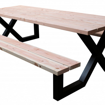 Douglas picknicktafel stalen X frame 240 cm.