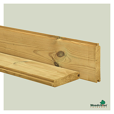 Grenen profielplank 2,8x14,5x200cm groen geïmpregneerd