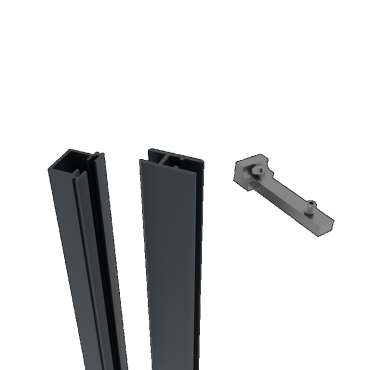 Boston Aluminium profielset voor hpl/glas 4x 12x30mm L-175cm + 8 connecters RAL7016