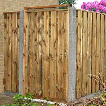 Poort 120cm 11 planks grenen stalen frame 120x180cm
