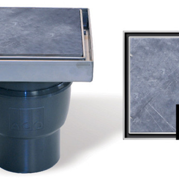 ACO Vloerput Bluestone 20x20cm RVS opzetstuk incl stankslot, onderuitlaat 110mm