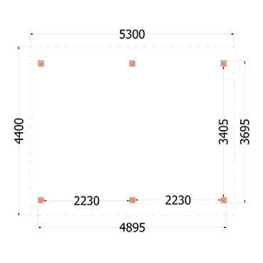 Buitenverblijf Zadeldak XL 5300x4400x4250mm (bxdxh)