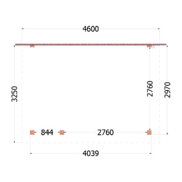 Aanbouwveranda Lucca 4600x3250x2600mm (bxdxh) links