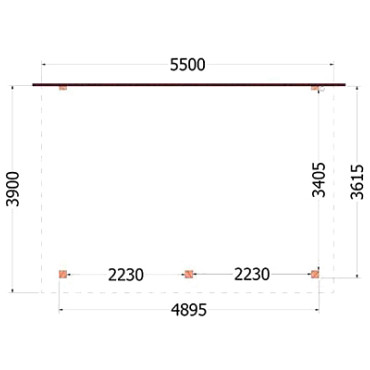 Aanbouwveranda Lucca 5550x3900x2600mm (bxdxh)