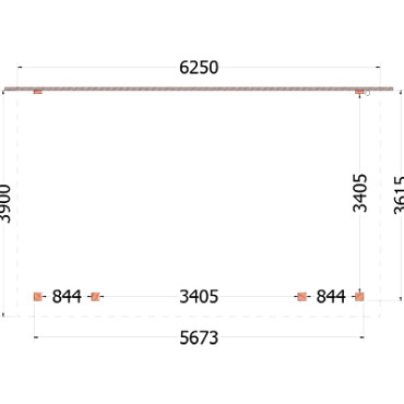 Aanbouwveranda Lucca 6250x3900x2600mm (bxdxh)
