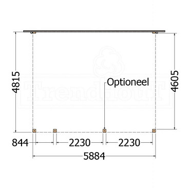 Aanbouwveranda Modena 5900x4850x2700mm (bxdxh) links