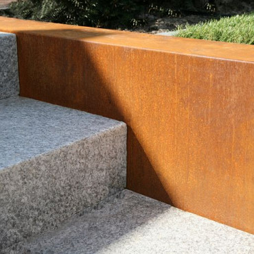 Overzetstuk muurelement Cortenstaal recht 150x30x15,8cm