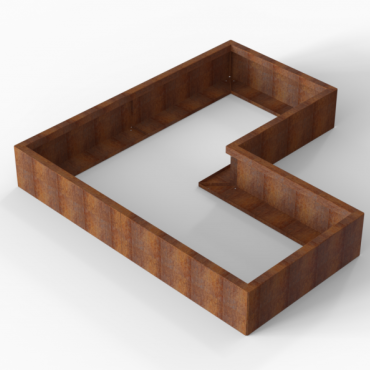 Bloembak Module+ L-vorm 90x180x180x28cm | Corten