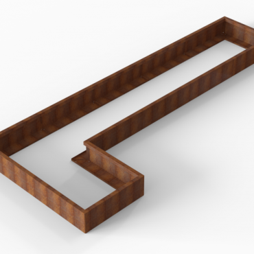 Bloembak Module+ L-vorm 90x450x180x28cm | Corten