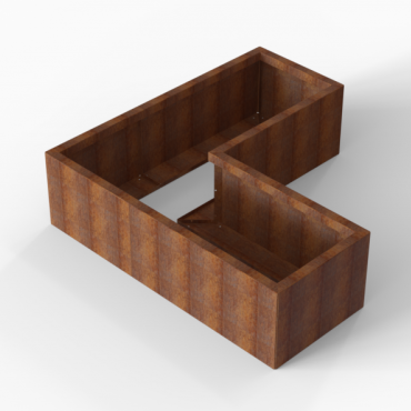 Bloembak Module+ L-vorm 60x150x150x42cm | Corten