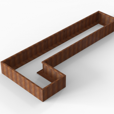 Bloembak Module+ L-vorm 90x450x180x42cm | Corten