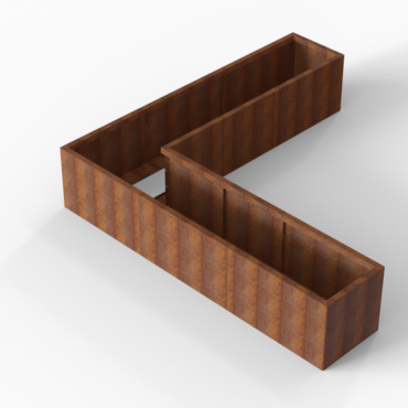 Bloembak Module+ L-vorm 60x270x270x56cm | Corten