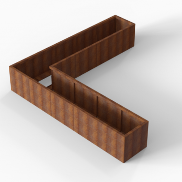 Bloembak Module+ L-vorm 60x300x300x56cm | Corten