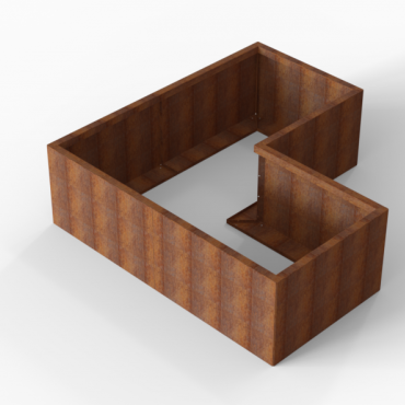 Bloembak Module+ L-vorm 90x180x180x56cm | Corten