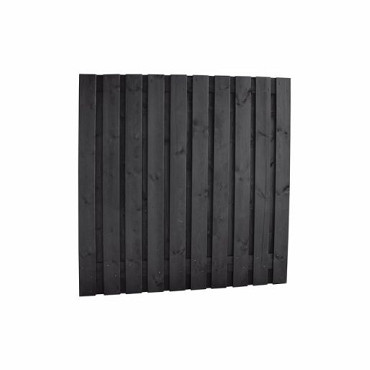 Naaldhout geschaafd plankenscherm 21-planks 15 mm 180x90cm recht, geïmpregneerd en zwart gespoten