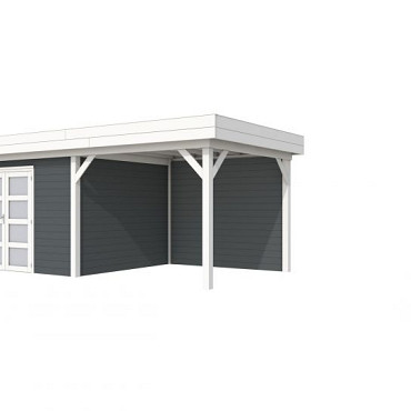 Vuren Topvision Premium Parelhoen 400x300cm en luifel 300cm wanden wit en basis lichtgrijs