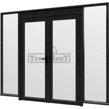 Steel Look raam 2760x2200mm zwart module C-01 met dubbele openslaande deuren