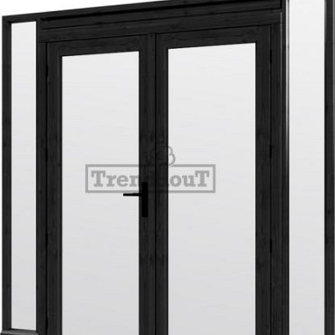 Steel Look raam 2230x2200mm zwart module H-01 met dubbele openslaande deuren