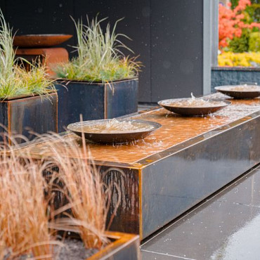 Corten Watertafel MET 3 SCHALEN 4000x1000x400mm Corten 3mm (CBS3)