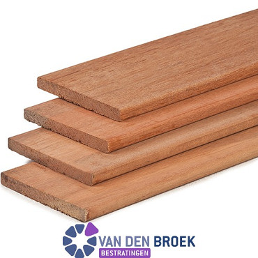 Hardhout schuttingplank met 2 V-groeven 1.5x14x365 cm -verkleurd- | OP=OP