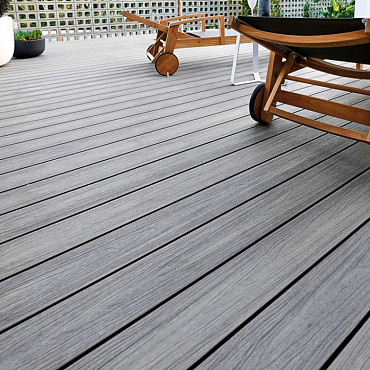 WPC 22,5x138mm FIberdeck Premium | ronde kamer | 2-zijdig | Dark Grey 500cm