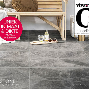 Keramische tegel vtwonen Solostone Decoren Hormigon Butterfly Antra 70x70x3,2cm