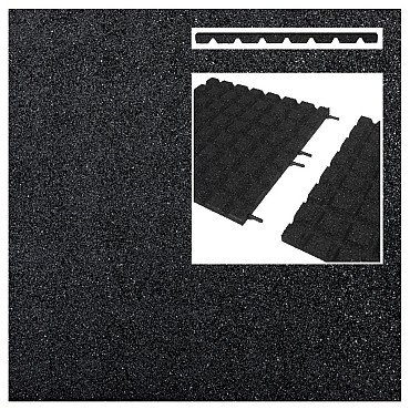 Aslon® SBR rubbertegel 1000x1000x40 mm zwart valhoogte 1.45 meter