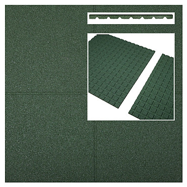 Aslon® SBR rubbertegel 1000x1000x25 mm groen valhoogte 0.8 meter