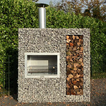 Steenkorf m50 - Classic Tuinhaard BBQ met houtopslag 180x180x50cm