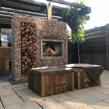 Steenkorf m50 - Classic Tuinhaard BBQ met houtopslag 180x180x50cm