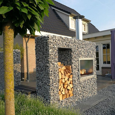 Steenkorf m50 - Classic Tuinhaard BBQ met houtopslag 180x180x50cm